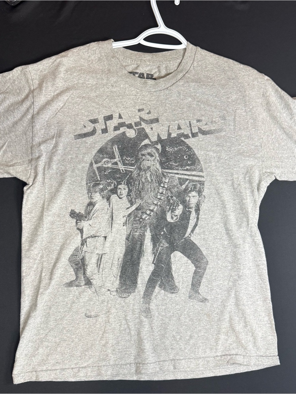 Star Wars Men’s Heather Gray Graphic Tee with Classic Character Art